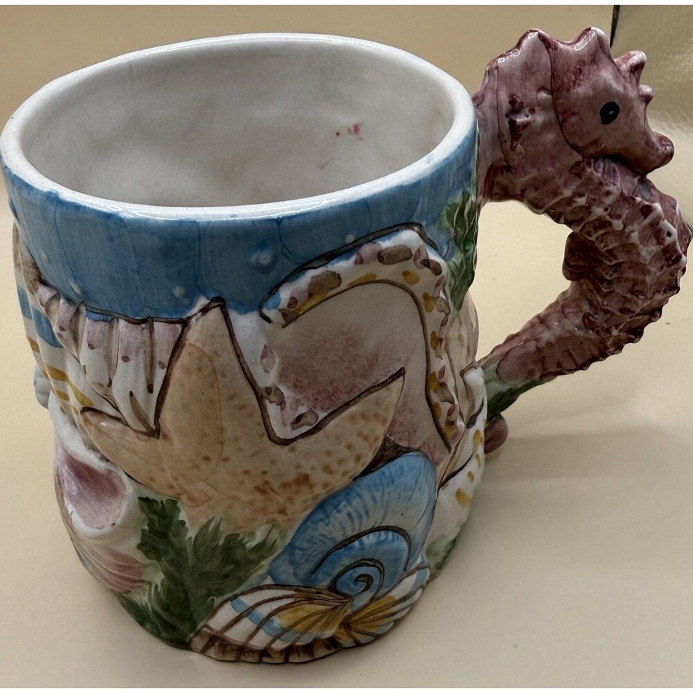 Vintage 1996 Flowers Inc. Bogart, Ga Underwater Seahorse Coffee Mug/Tea Cup